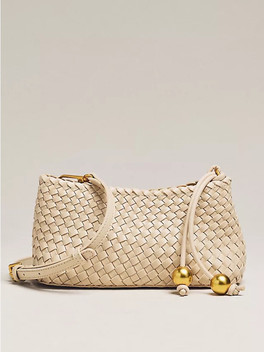 Anthropologie Calla Woven Crossbody Bag in cream